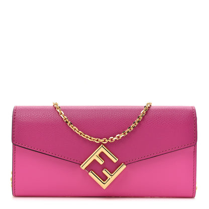 Fendi Vitello King Cruise FF Diamonds Continental Envelope Wallet On Chain Geranio Ciclamino Pilar 1 of 14