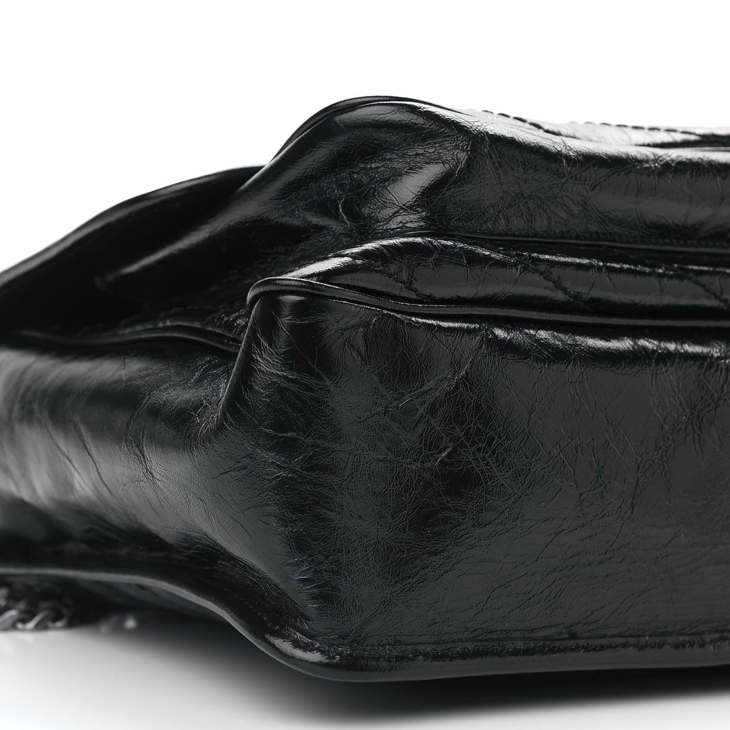 Saint Laurent Crinkled Calfskin Matelasse Monogram Large Niki Chain Satchel Black 5 of 12