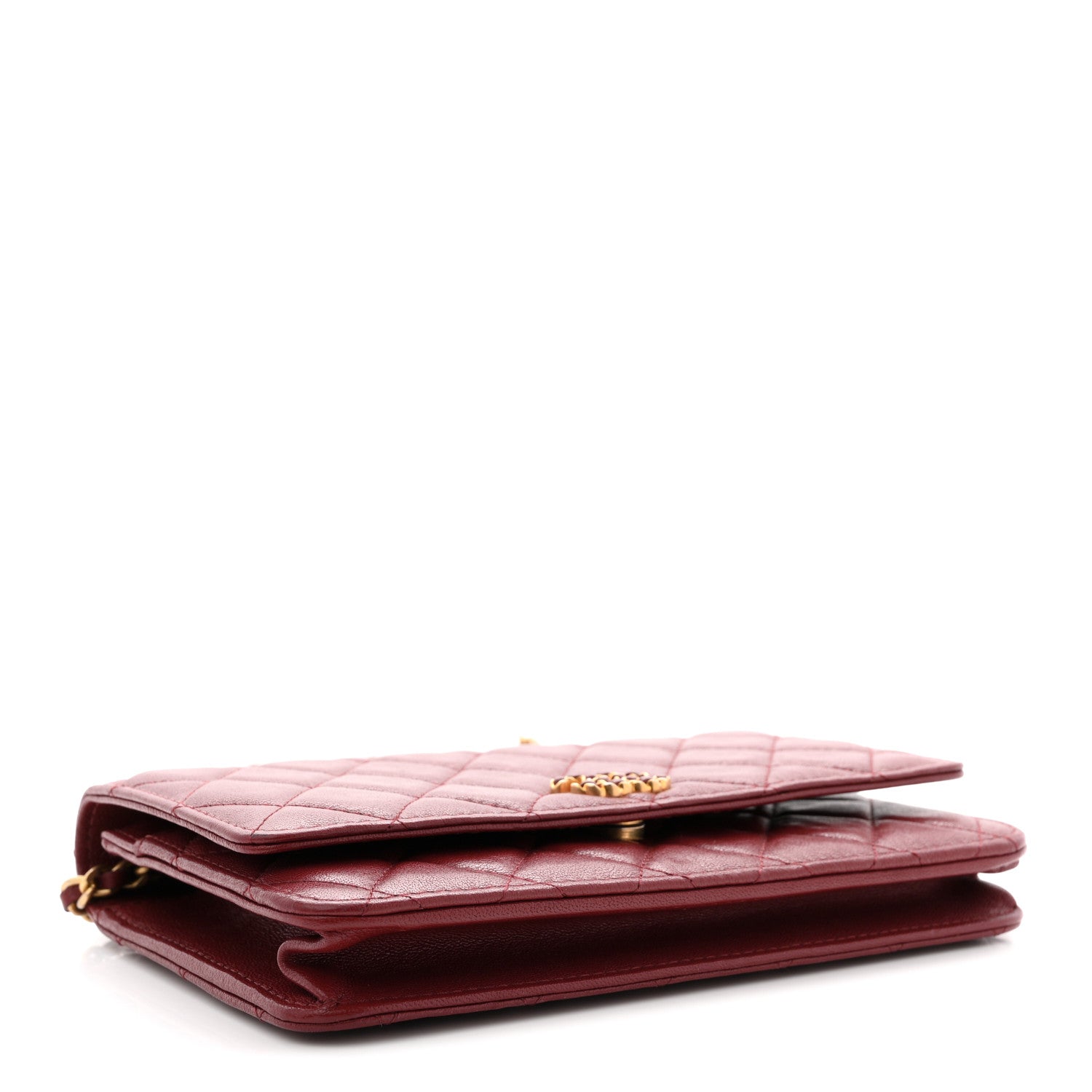 Chanel Lambskin Quilted Infinity Wallet On Chain WOC Burgundy 4 of 11
