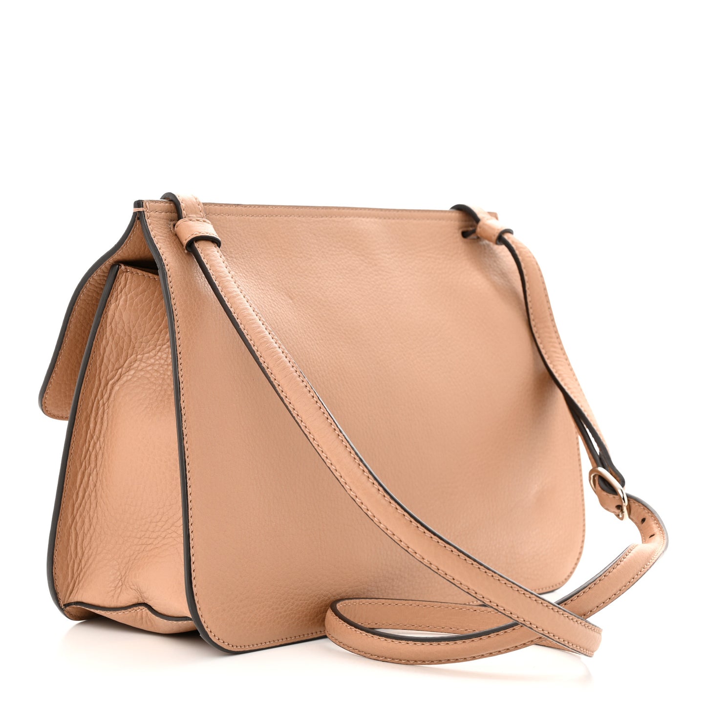 Cellarius Calfskin Medium Bamboo Daily Flap Shoulder Bag Camelia