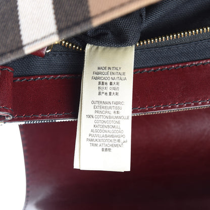 Burberry House Check Bridle Calfskin Small Abbott Crossbody Bag Red Claret 9 of 10