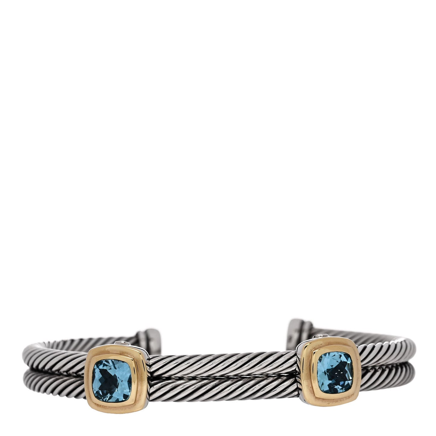 DAVID YURMAN Sterling Silver 18K Yellow Gold Blue Topaz Albion Double Station Bracelet