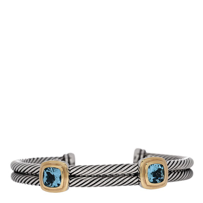 David Yurman DAVID YURMAN Sterling Silver 18K Yellow Gold Blue Topaz Albion Double Station Bracelet 1 of 3