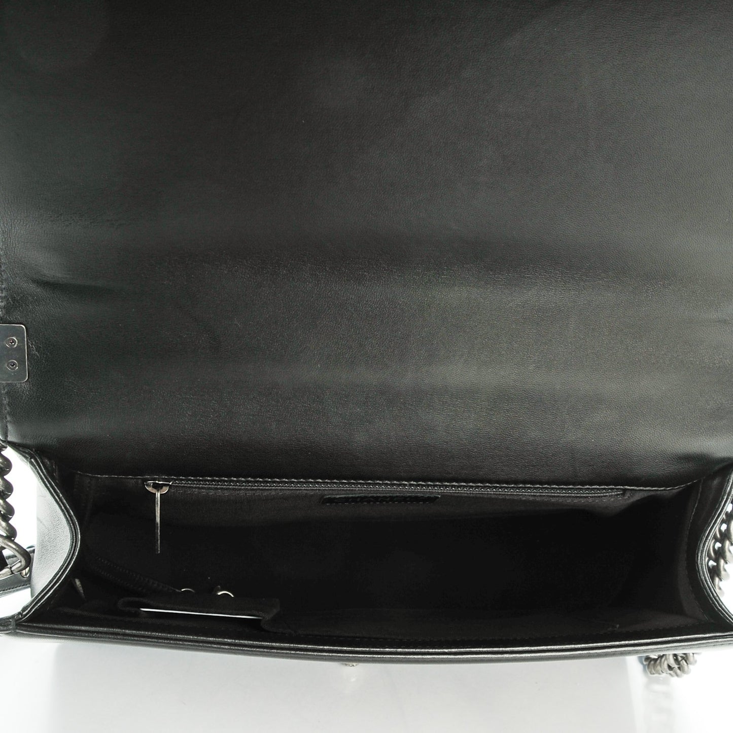 Lambskin Quilted Large Boy Flap Black