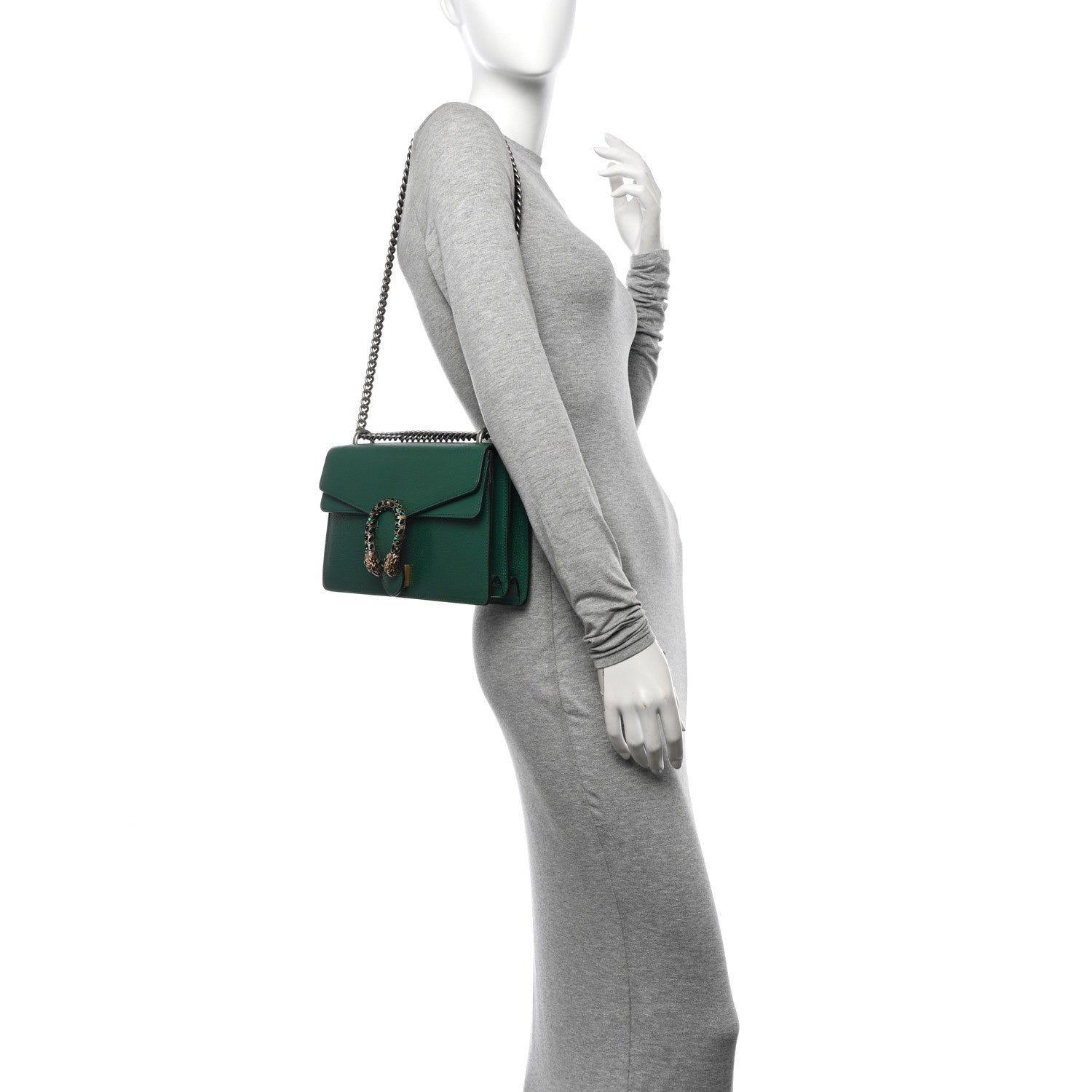Gucci Pebbled Calfskin Small Dionysus Shoulder Bag Emerald 2 of 10