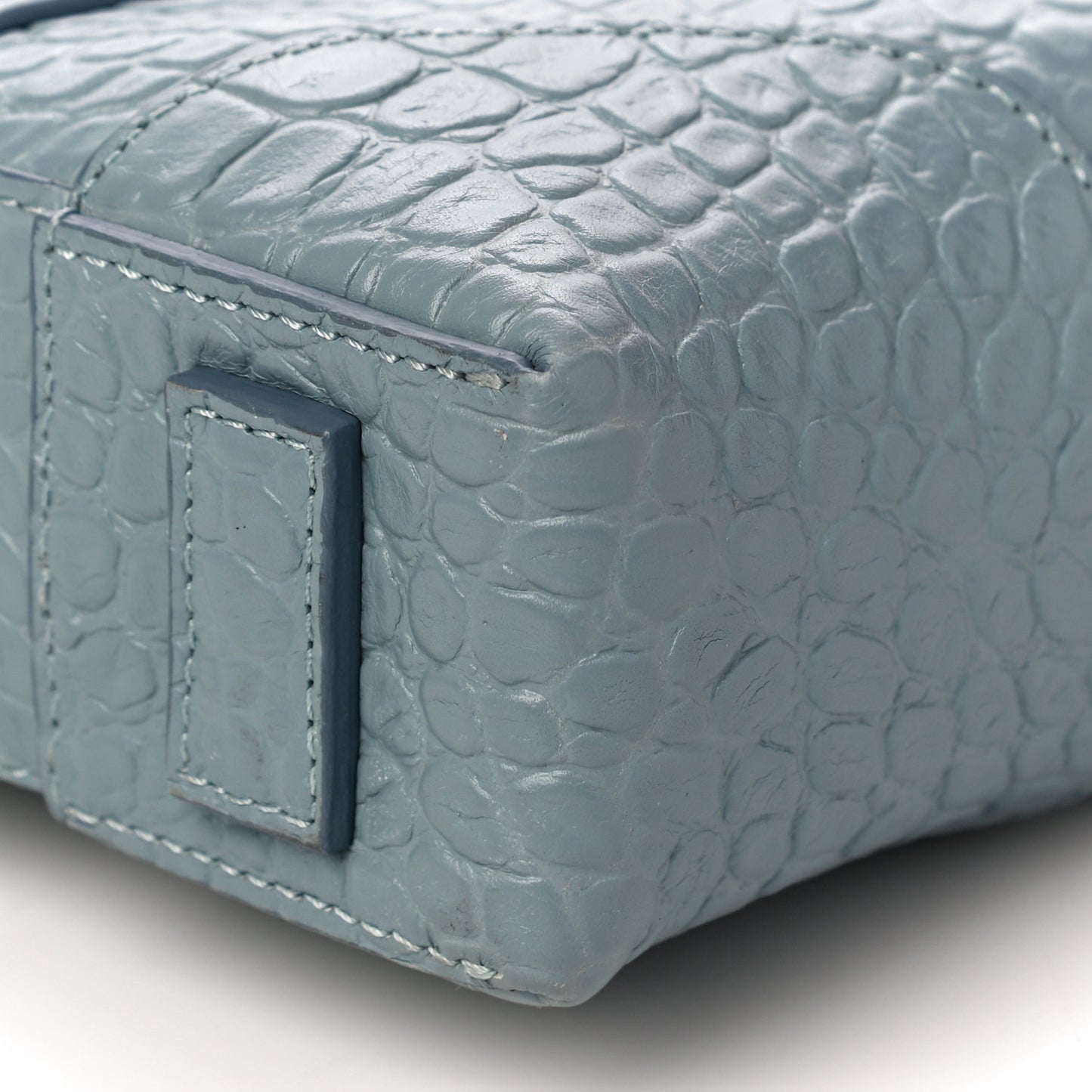 Crocodile Embossed Briefcase Light Blue
