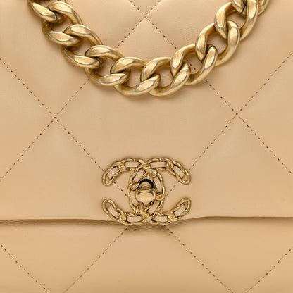 Chanel Shiny Goatskin Quilted Large Chanel 19 Flap Beige 8 of 10