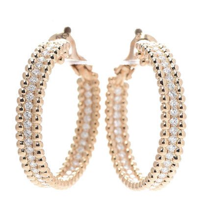 Van Cleef & Arpels 18K Rose Gold Diamond Perlee Hoop Earrings 1 of 6
