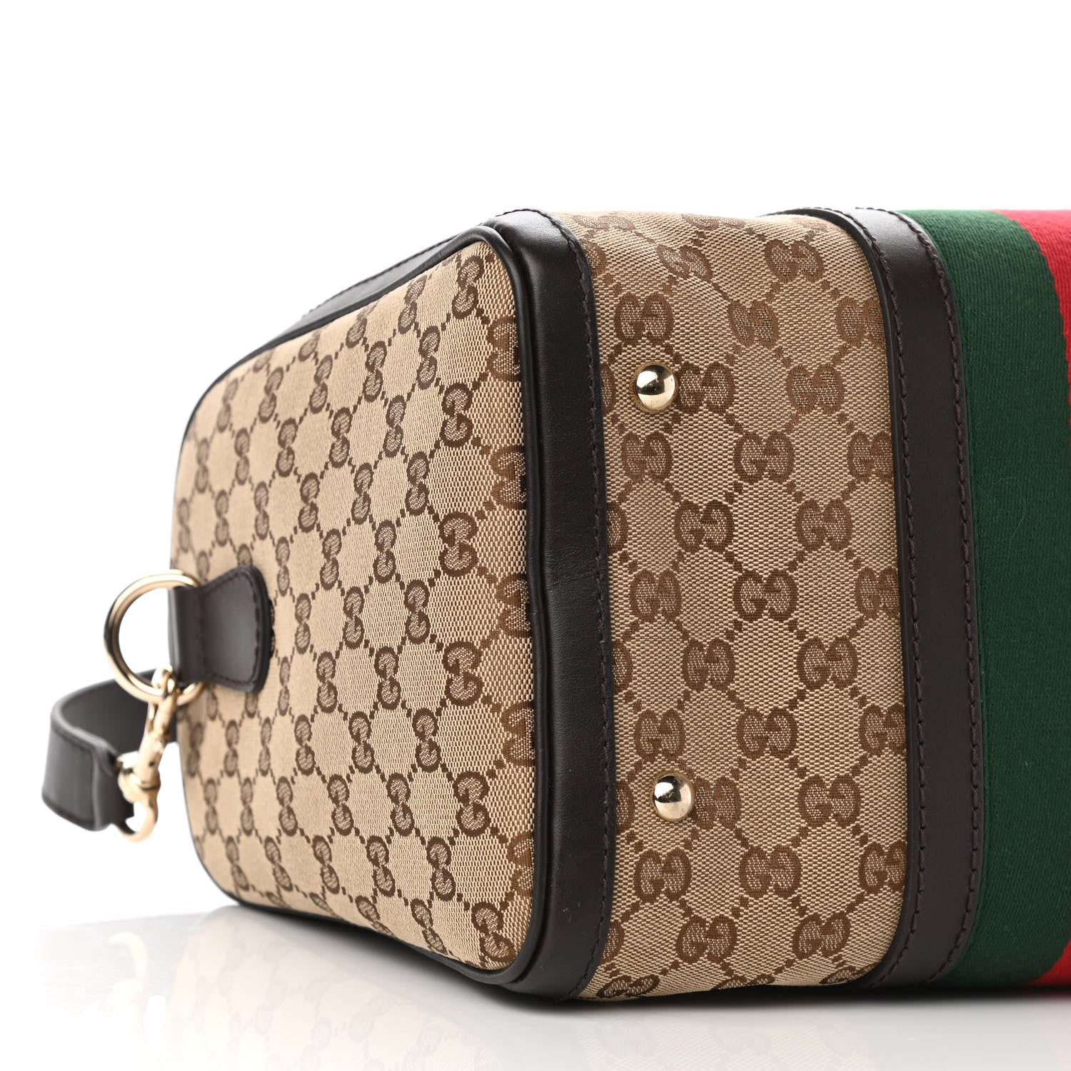 Gucci Monogram Vintage Web Medium Boston Dark Brown 9 of 10