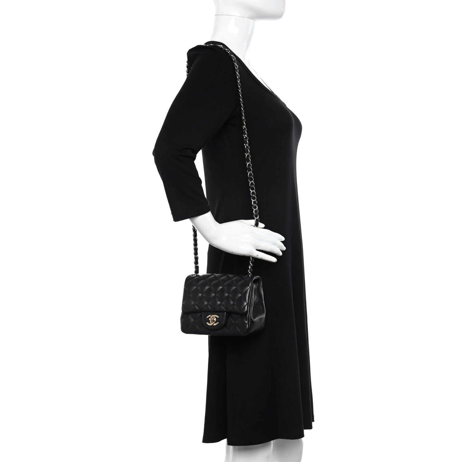 Chanel Lambskin Quilted Mini Square Flap Black 2 of 10