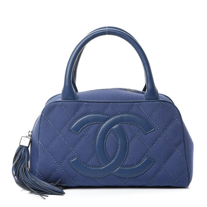Chanel Canvas Quilted Small Tassel Bowler Blue 1 of 10