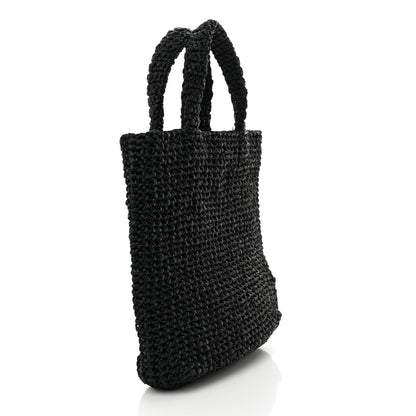 Prada Yarn Raffia Effect Crochet Small Logo Tote Black 3 of 10