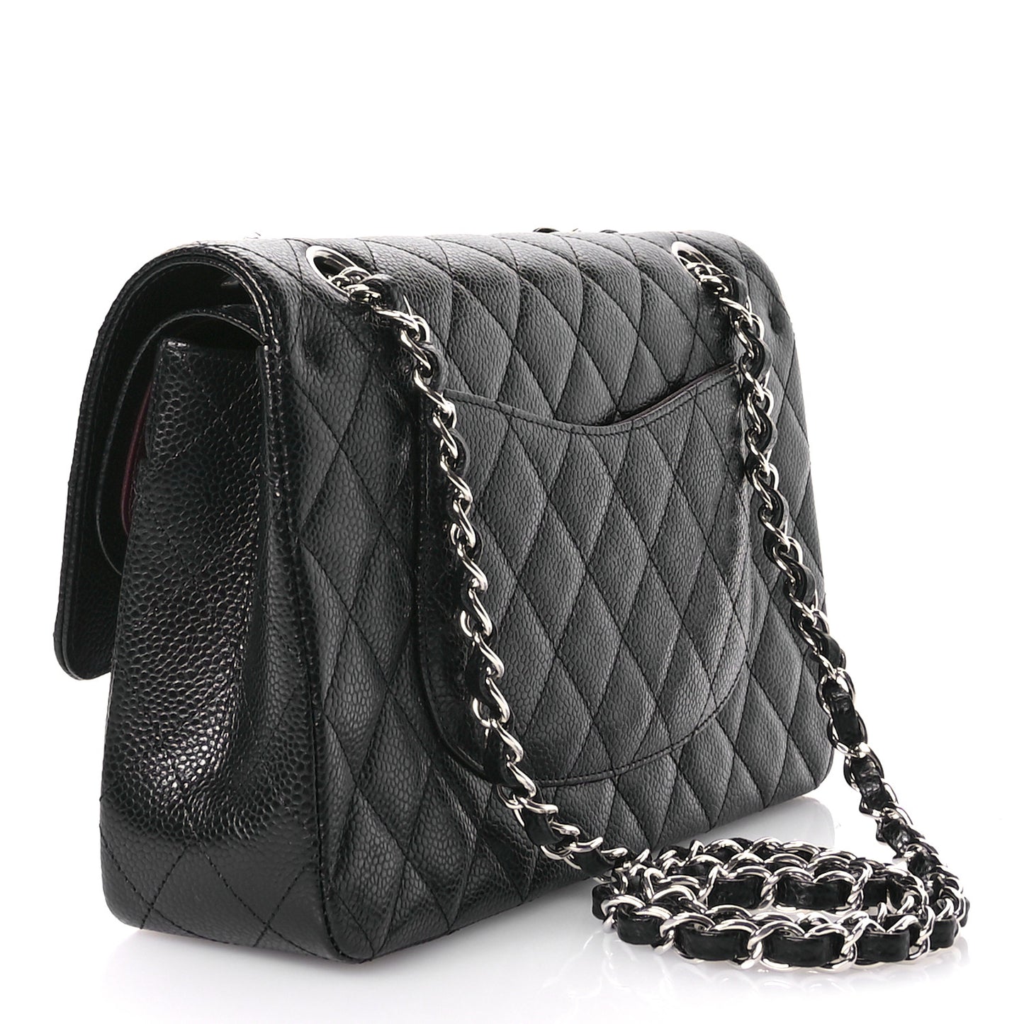 Caviar Quilted Medium Double Flap Black