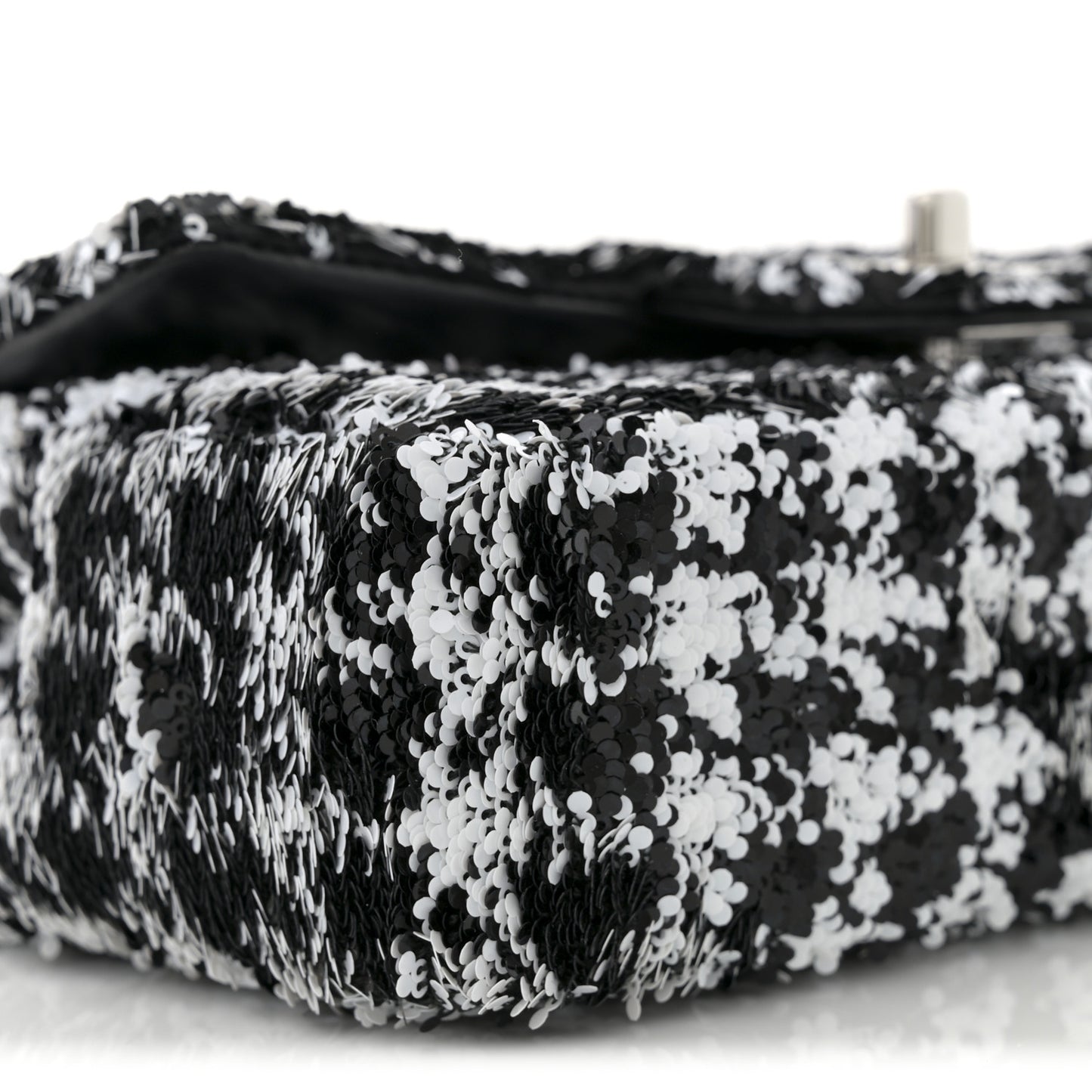 Sequin Houndstooth Small Flap Black White
