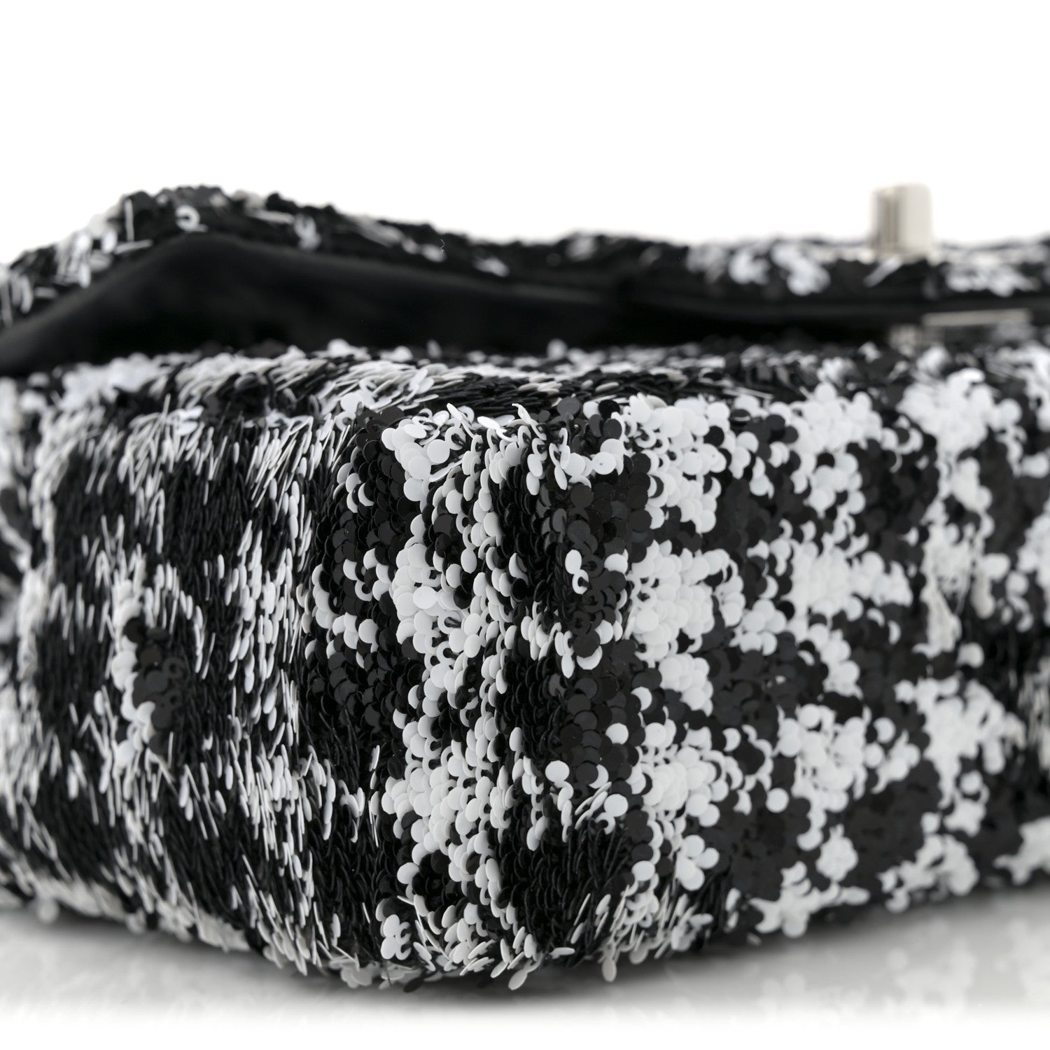Chanel Sequin Houndstooth Small Flap Black White 9 of 12