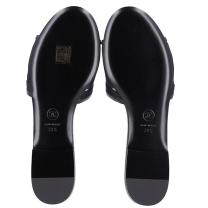 Chanel Mesh Lambskin CC Bow Mules 39.5 Black 6 of 9