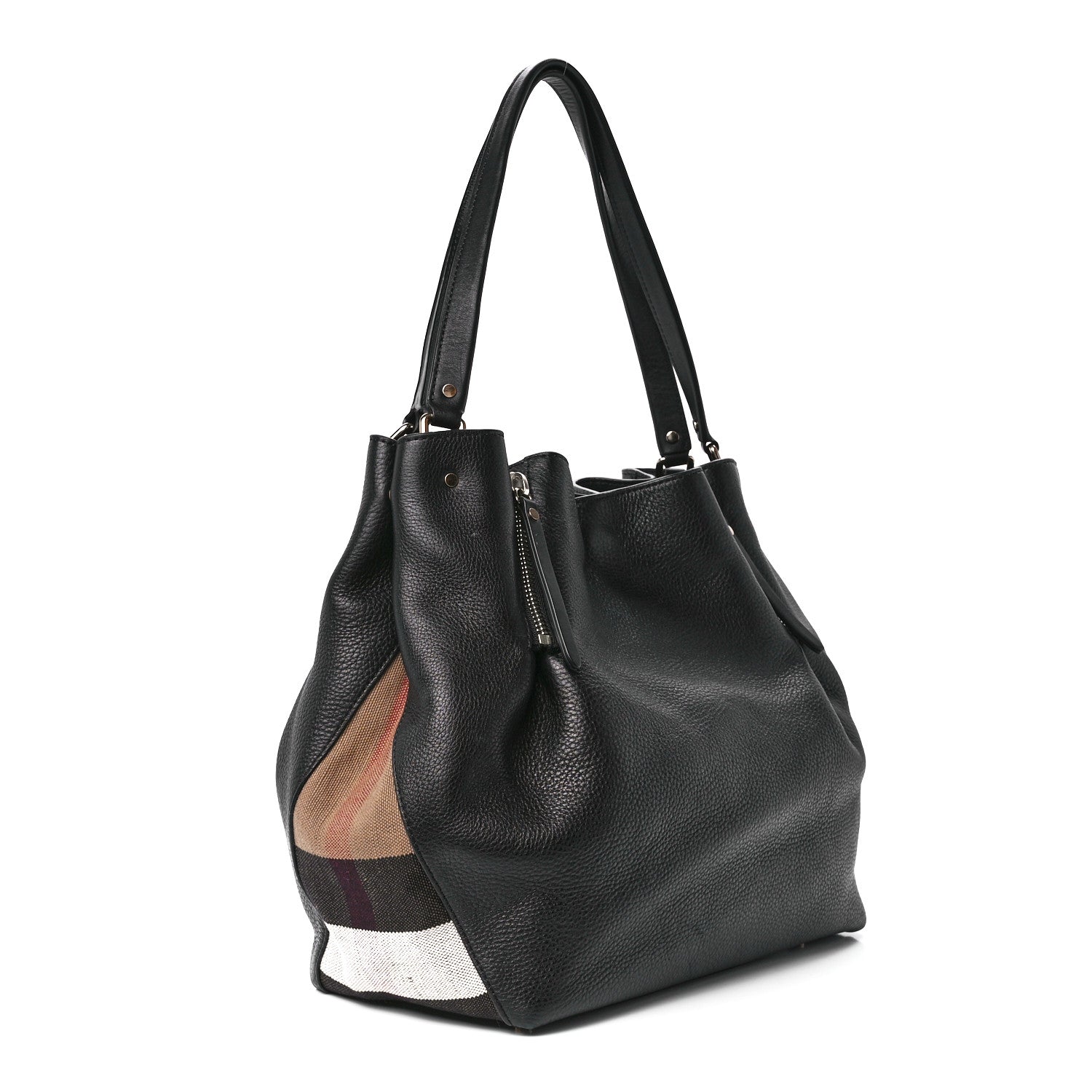Burberry Grainy Calfskin House Check Medium Maidstone Black 3 of 13