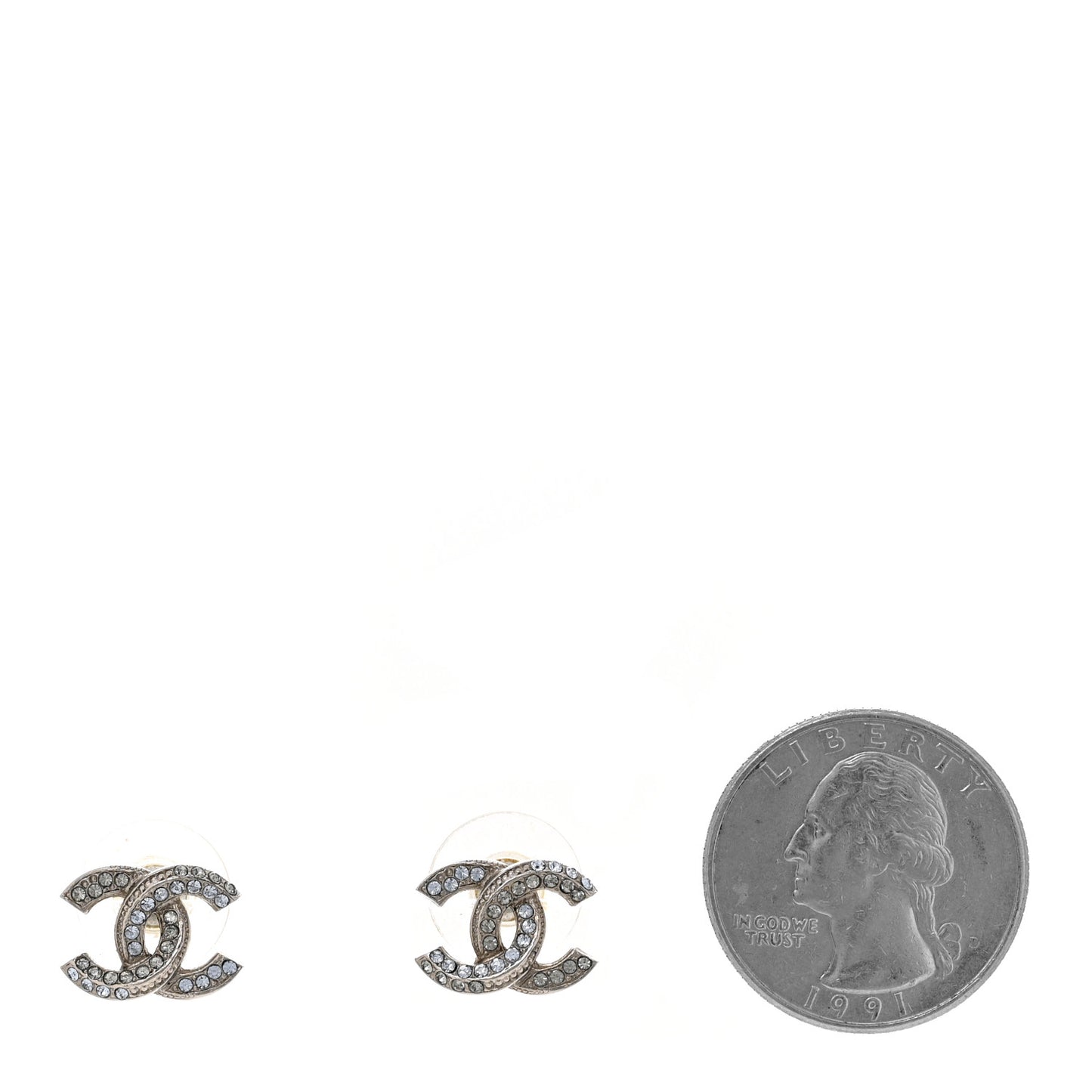 Crystal CC Earrings Silver