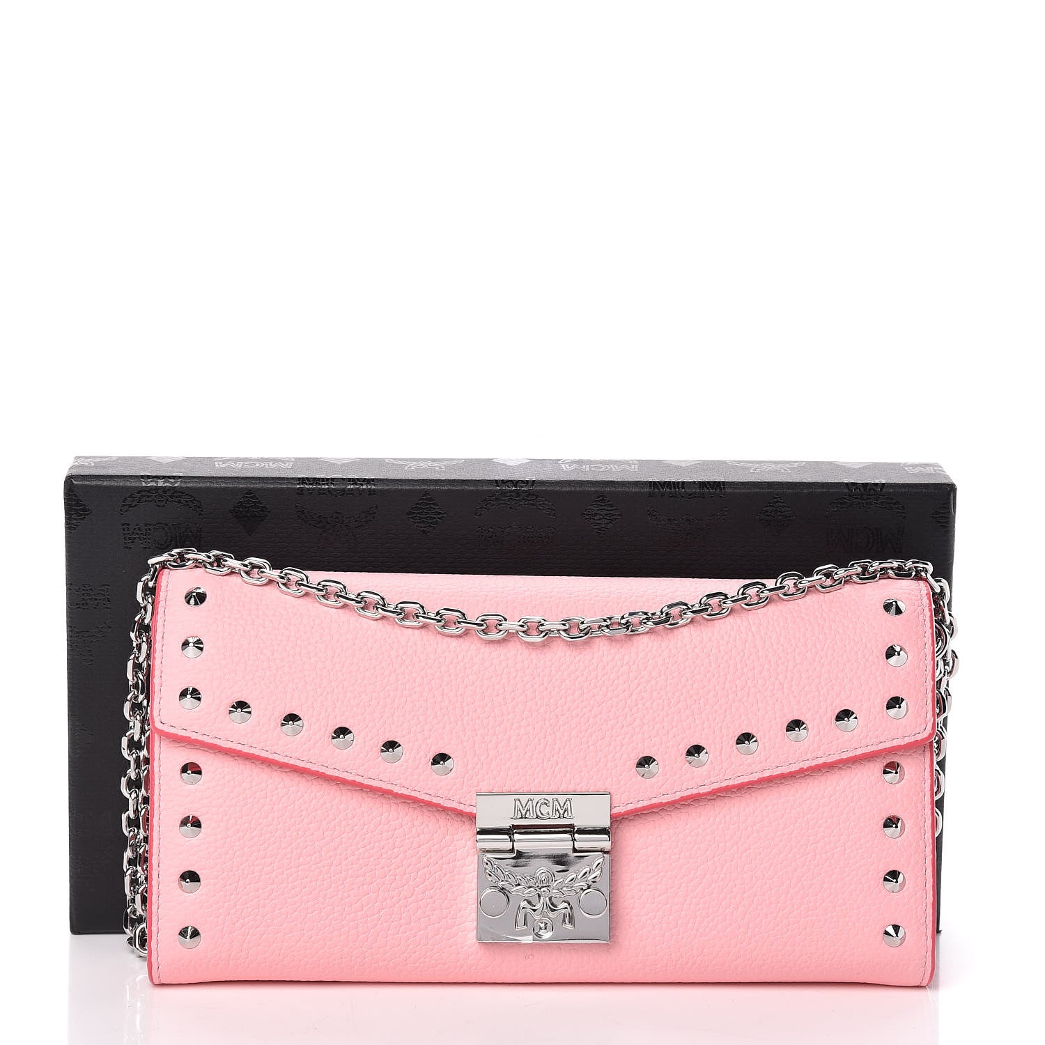 MCM Calfskin Studded Patricia Wallet On Chain Pink 10 of 10