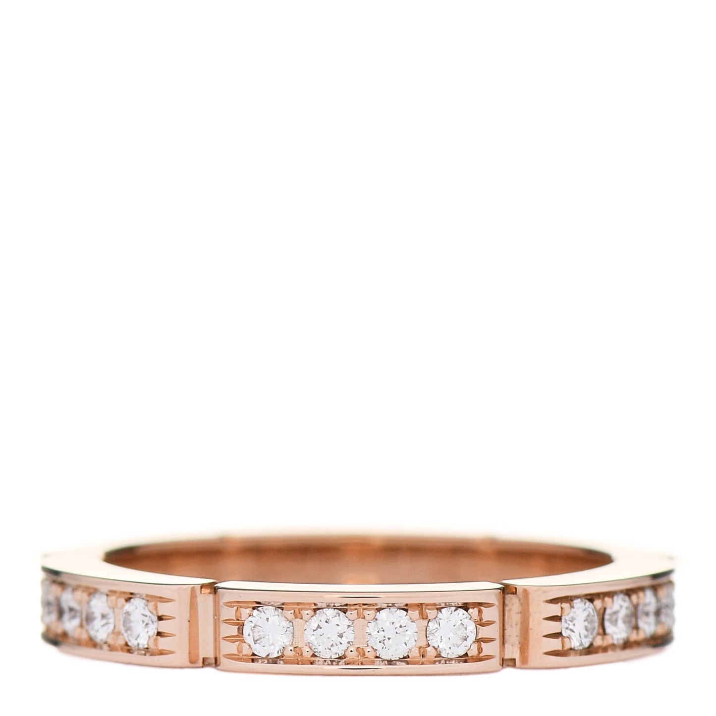 18K Pink Gold Diamond Maillon Panthere Half Diamond Wedding Band Ring 49 4.75