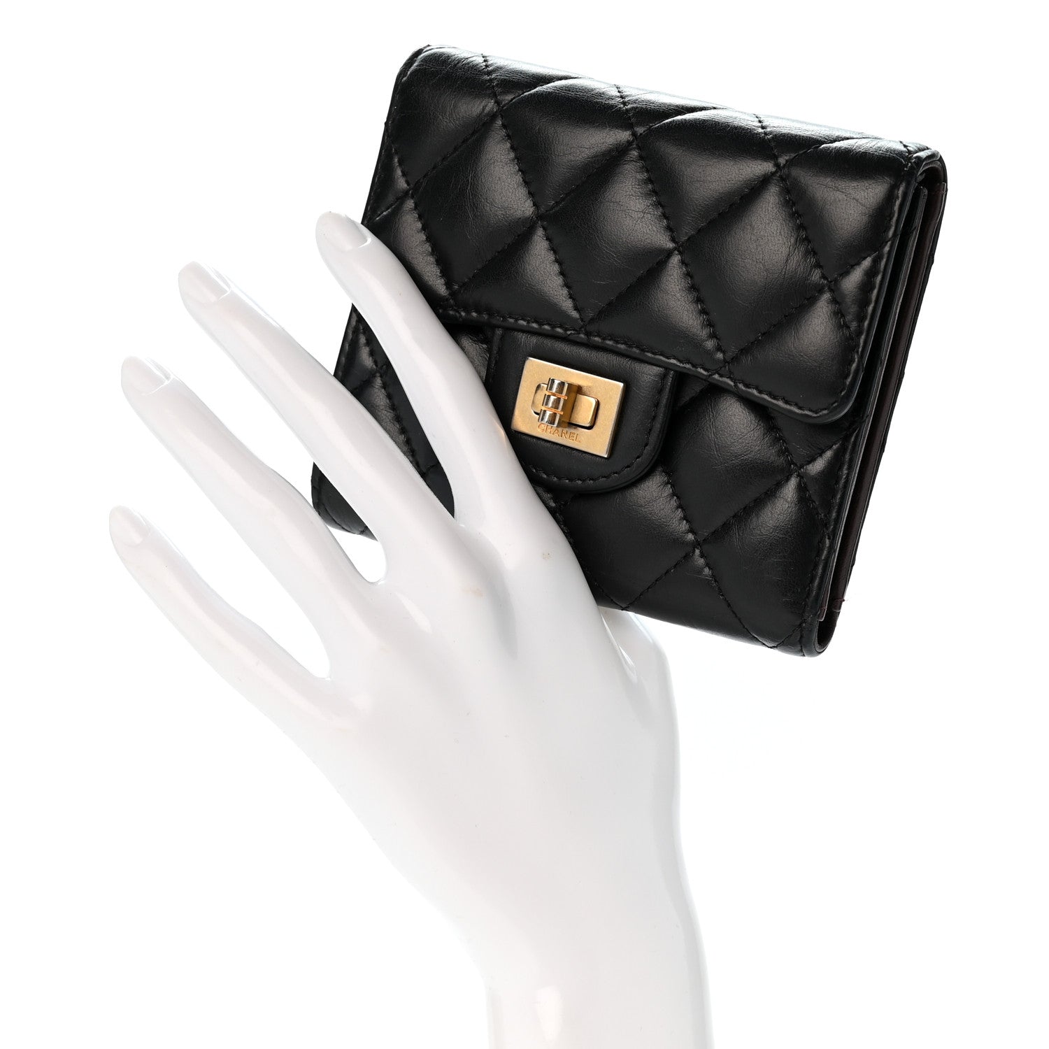 Chanel Aged Calfskin Quilted Reissue Compact Wallet Black 2 of 11