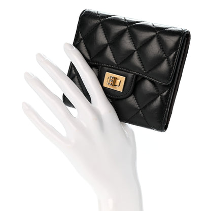 Chanel Aged Calfskin Quilted Reissue Compact Wallet Black 2 of 11
