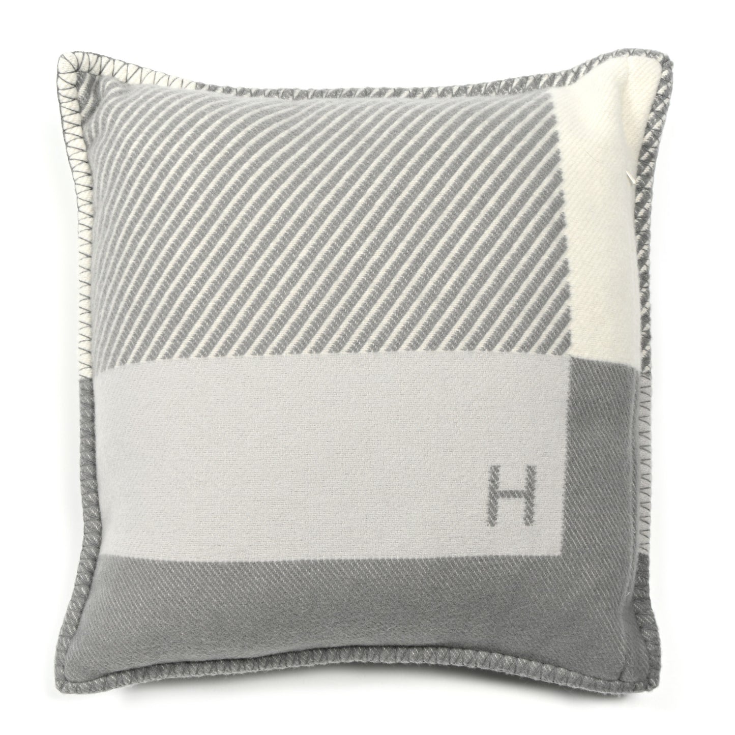 Wool Cashmere H Riviera Pillow Gris