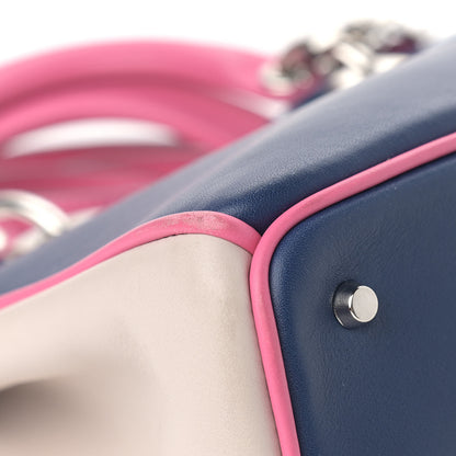 Christian Dior Smooth Calfskin Small Tri-Color Diorissimo Bag Navy Pink 5 of 14