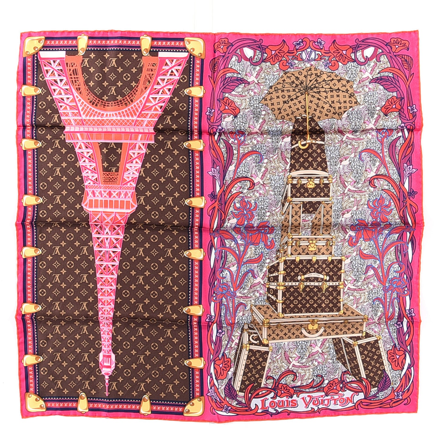Silk Louis A Paris Square Scarf Fuchsia