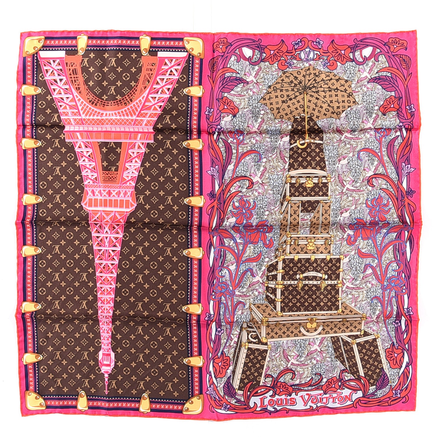 Louis Vuitton Silk Louis A Paris Square Scarf Fuchsia 1 of 3