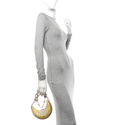 Judith Leiber Crystal Lemon Crescent Minaudiere Clutch Silver Citrine Multicolor 2 of 10