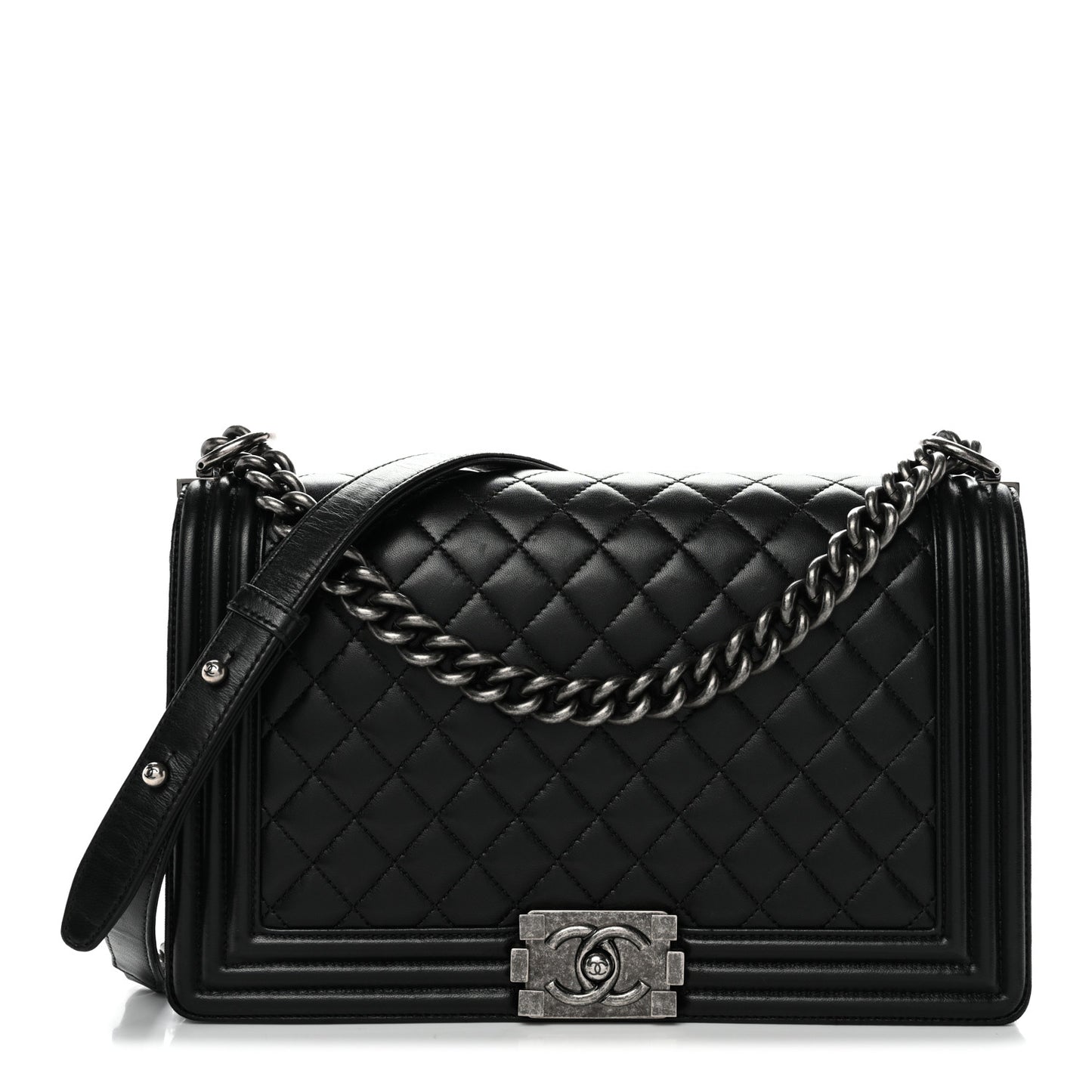 Lambskin Quilted New Medium Boy Flap Black
