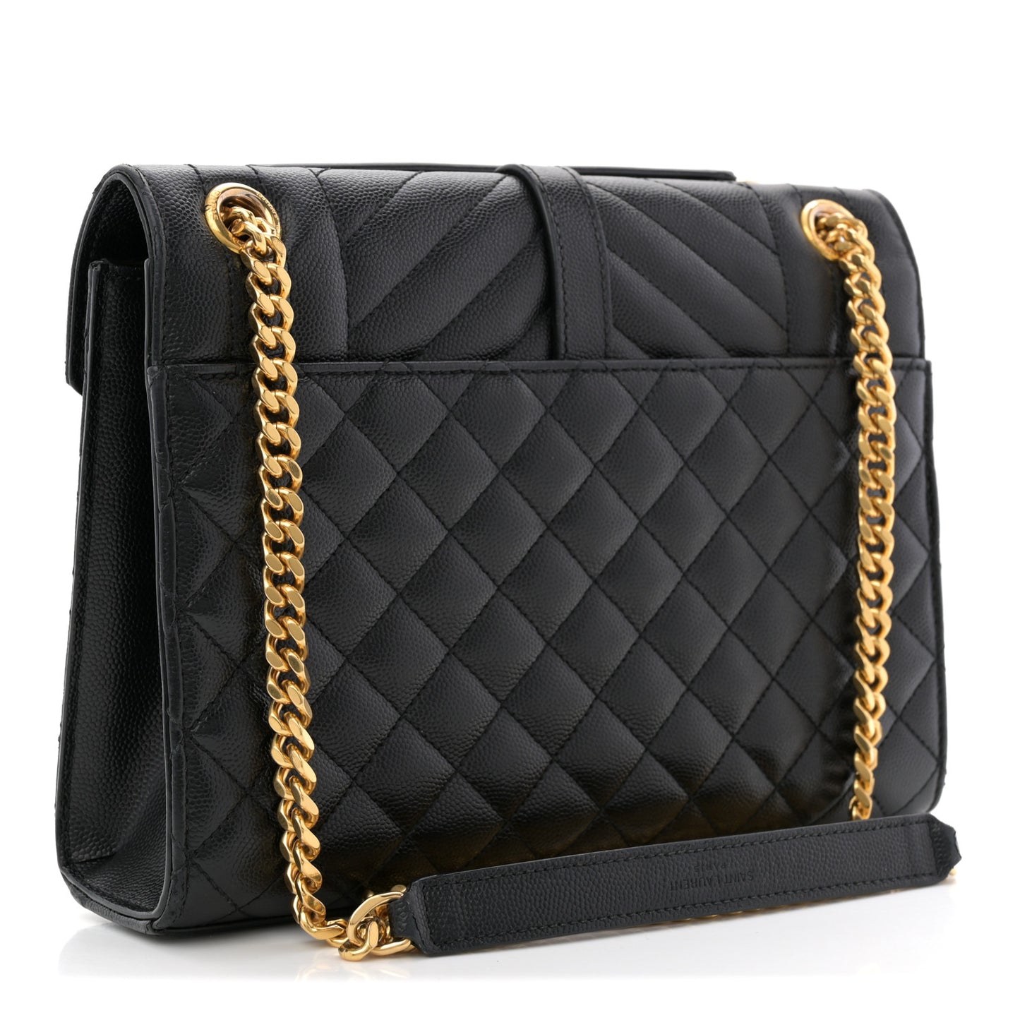 Grain De Poudre Textured Mixed Matelasse Triquilt Medium Monogram Satchel Black