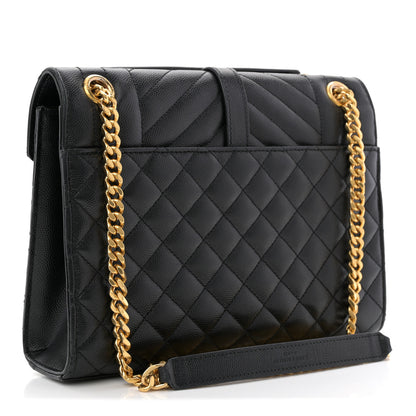 Saint Laurent Grain De Poudre Textured Mixed Matelasse Triquilt Medium Monogram Satchel Black 3 of 11