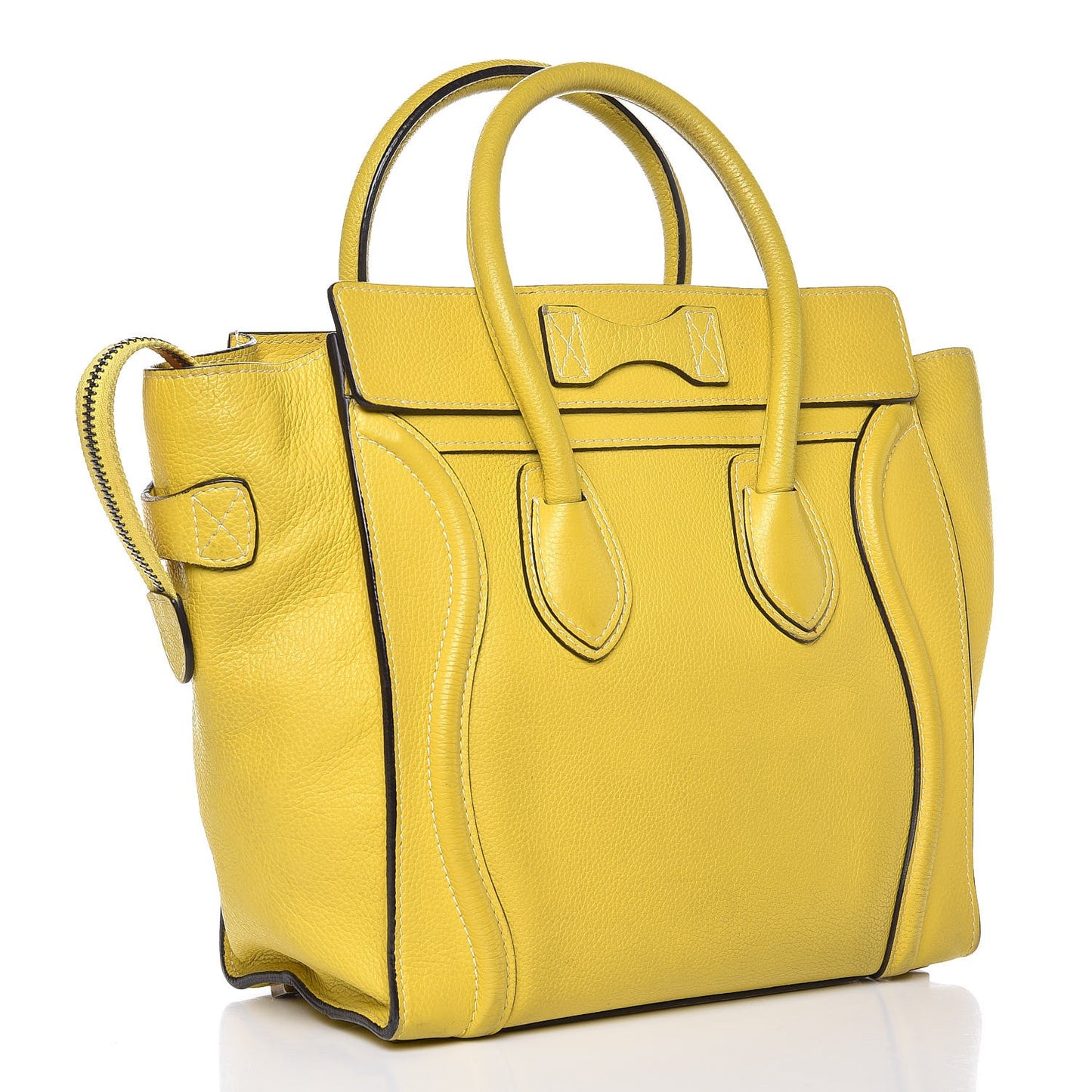 Drummed Calfskin Micro Luggage Citron