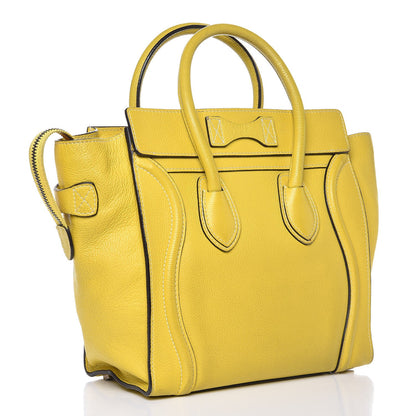 Celine Drummed Calfskin Micro Luggage Citron 3 of 19