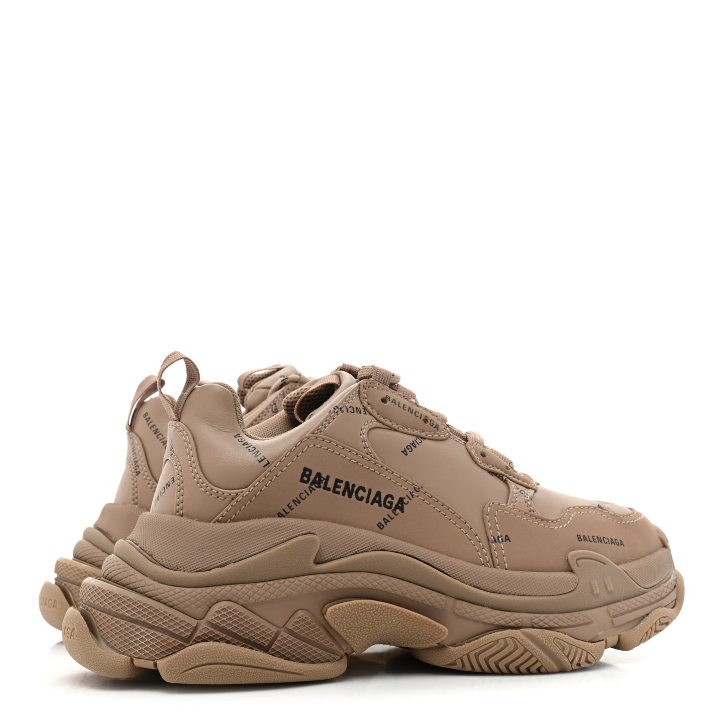 Technical Fabric Allover Logo Womens Triple S Sneakers 38 Dark Beige