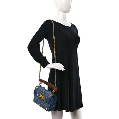 Valentino Garavani Denim Medium Roman Stud Shoulder Bag Light Denim Selleria 2 of 8