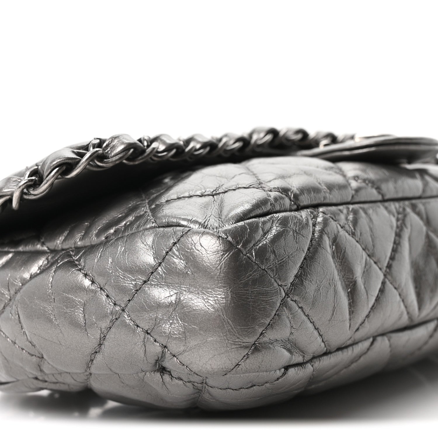 Chanel Metallic Calfskin Quilted Medium Chain Me Flap Grey 9 of 10