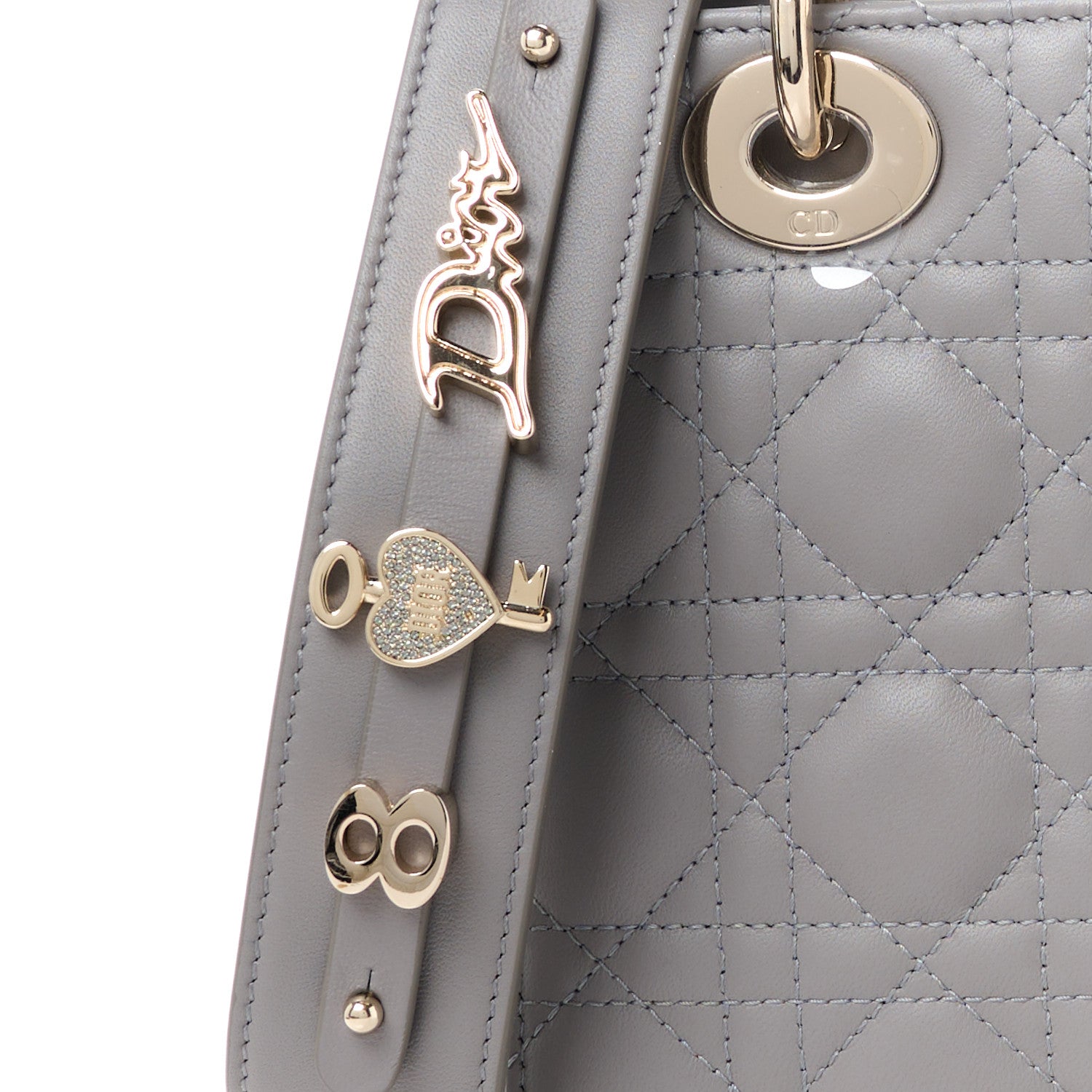 Christian Dior Lambskin Cannage Small My ABCDior Lady Dior Grey 8 of 11