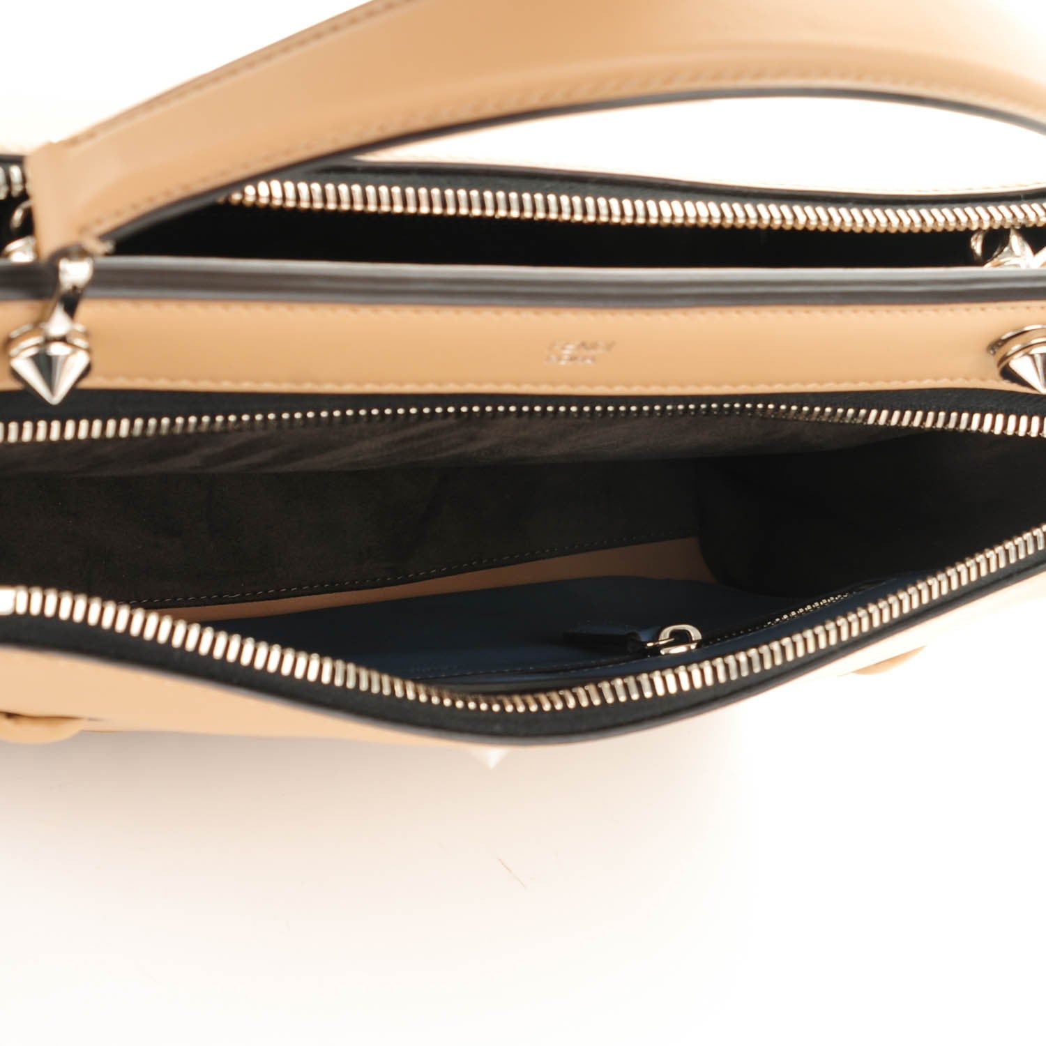 Fendi Vitello Baltico Dolce Shiny Nappa Lace Up DotCom Satchel Cuoio Ceruleo 6 of 10