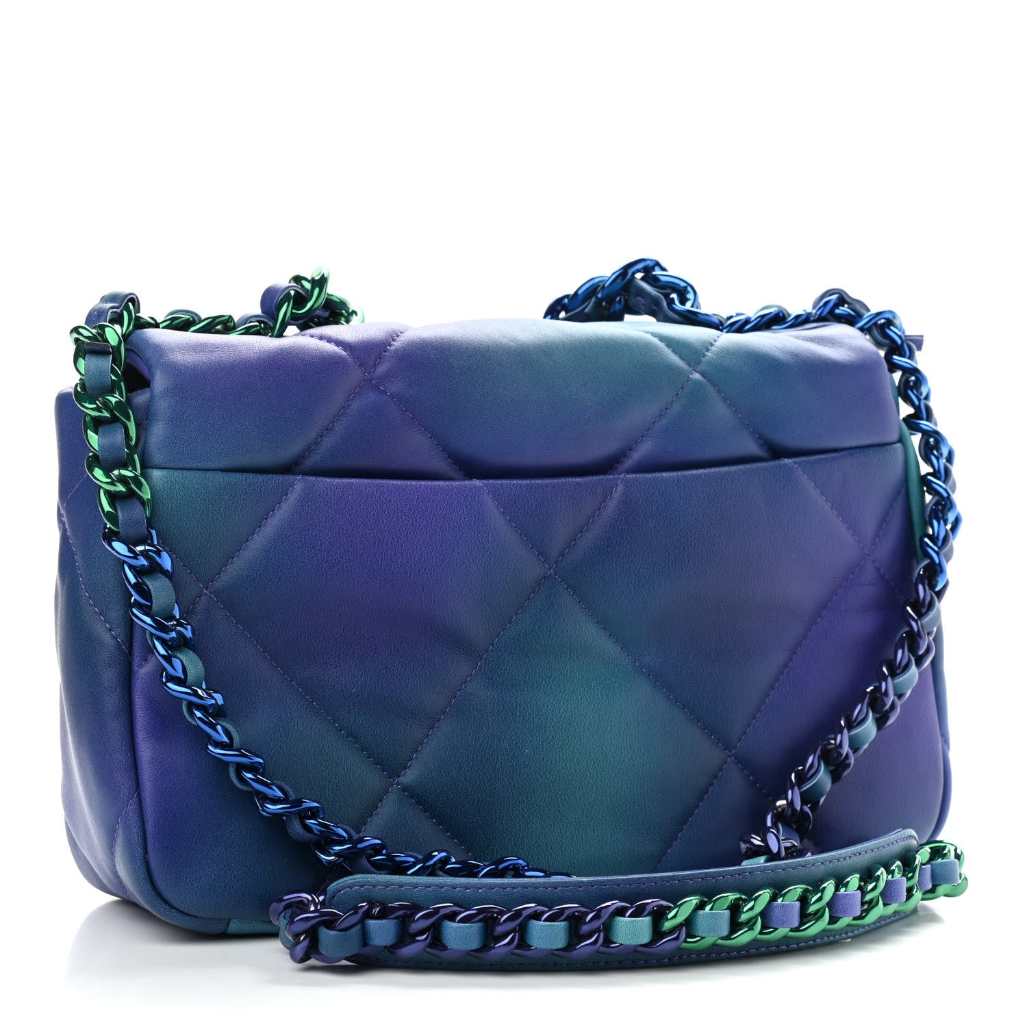 Chanel Tie Dye Calfskin Quilted Medium Chanel 19 Flap Blue Purple 3 of 9