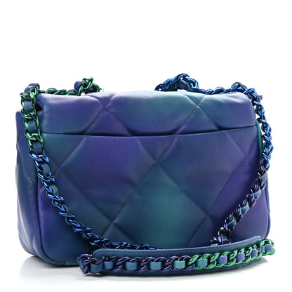 Chanel Tie Dye Calfskin Quilted Medium Chanel 19 Flap Blue Purple 3 of 9