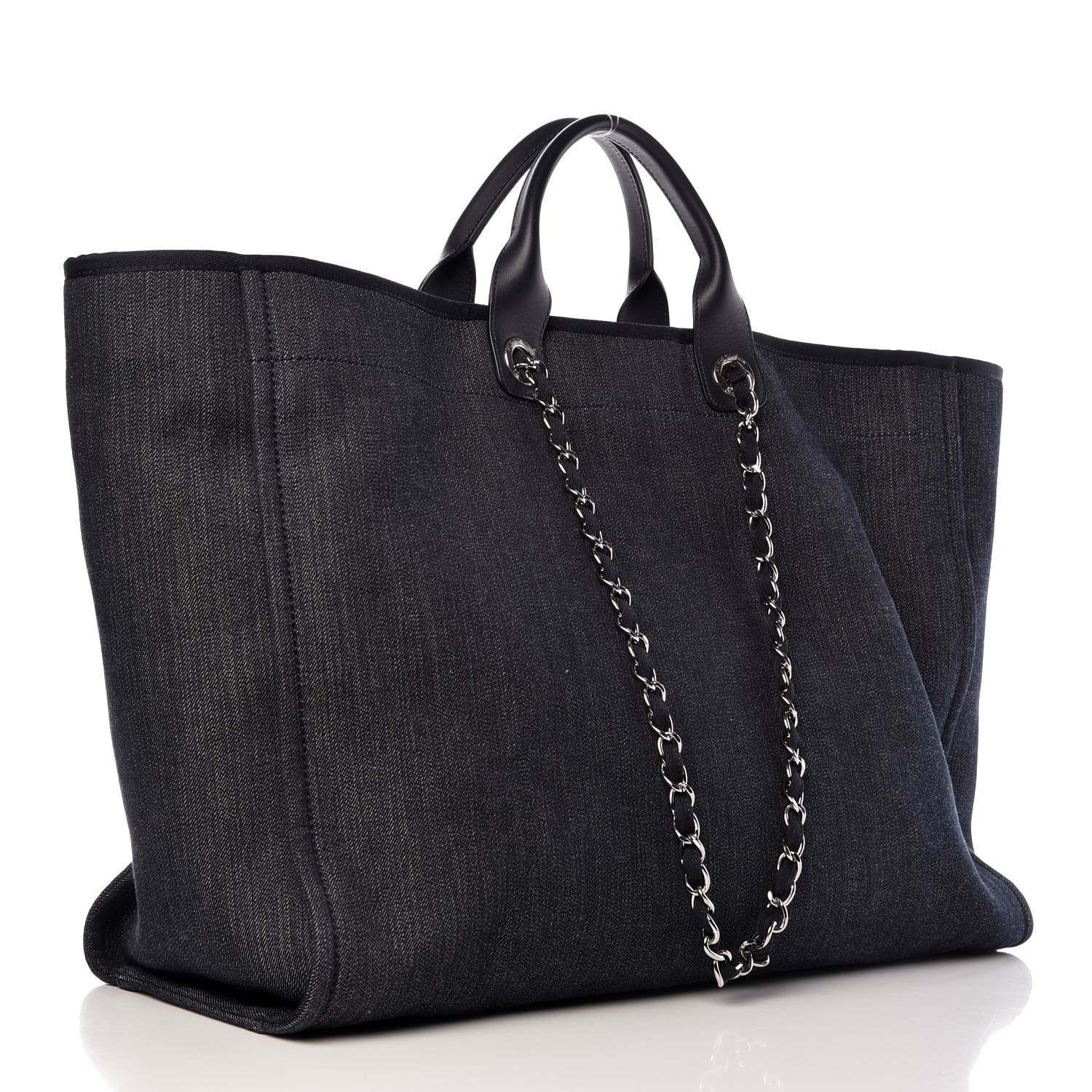 Chanel Canvas Large Deauville Tote Blue Orange 3 of 7