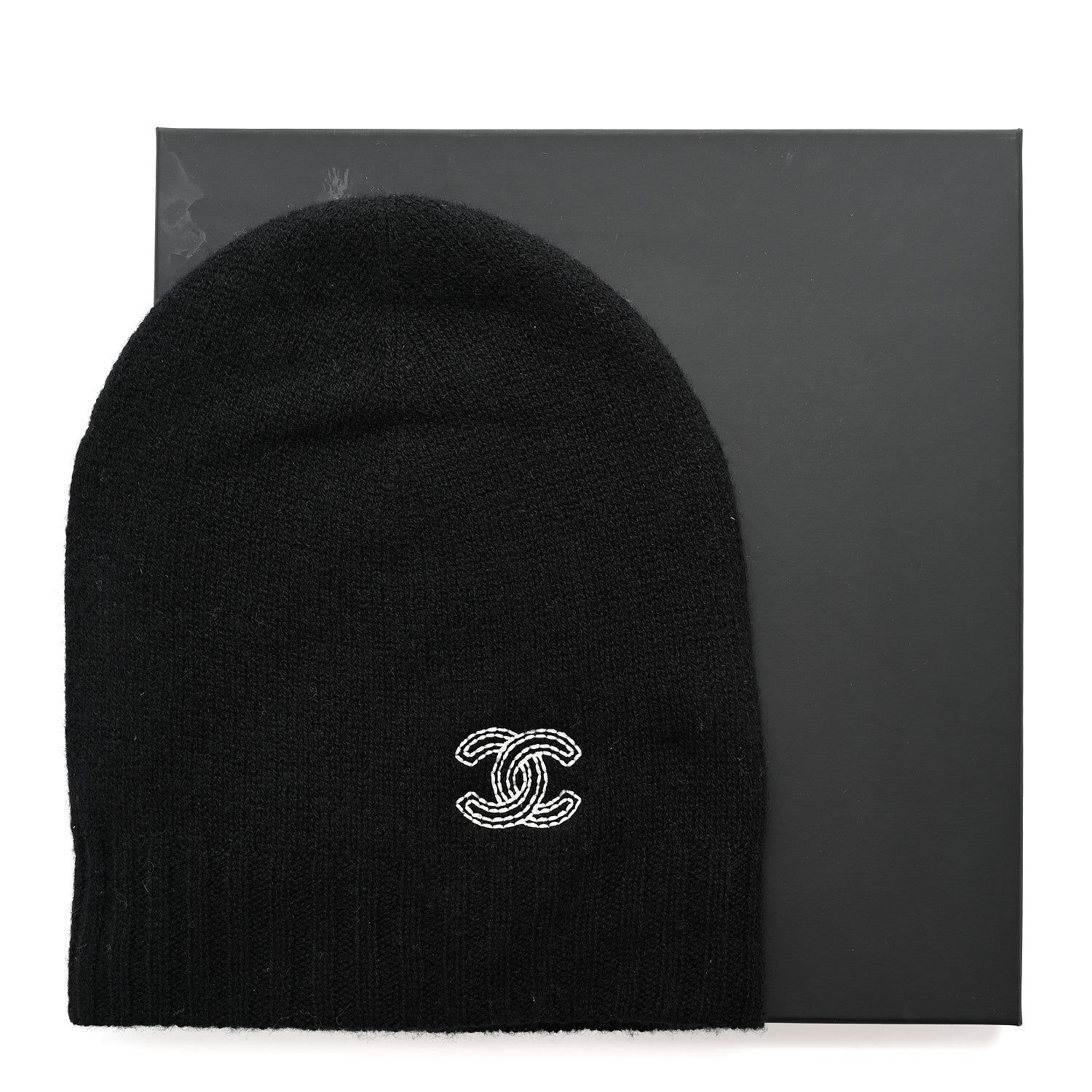 Chanel Cashmere CC Beanie Hat Black 5 of 5
