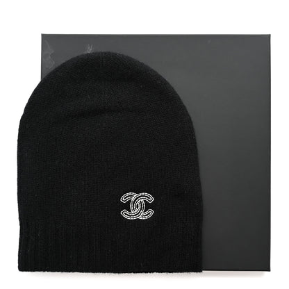 Chanel Cashmere CC Beanie Hat Black 5 of 5