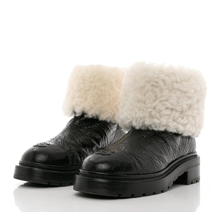 Chanel Lambskin Shearling Short Boots 38 Black 3 of 13
