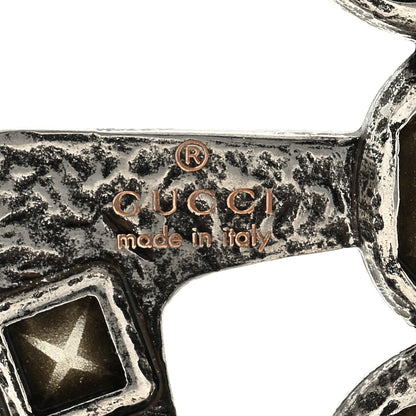 Gucci Metal Crystal Double G Brooch Silver 3 of 3