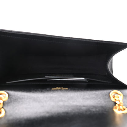 Saint Laurent Grain De Poudre Matelasse Chevron Medium Monogram Satchel Black 5 of 11