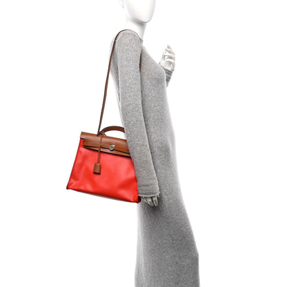 Hermes Toile H Berline Vache Hunter Herbag Zip 31 PM Capucine Fauve 2 of 11
